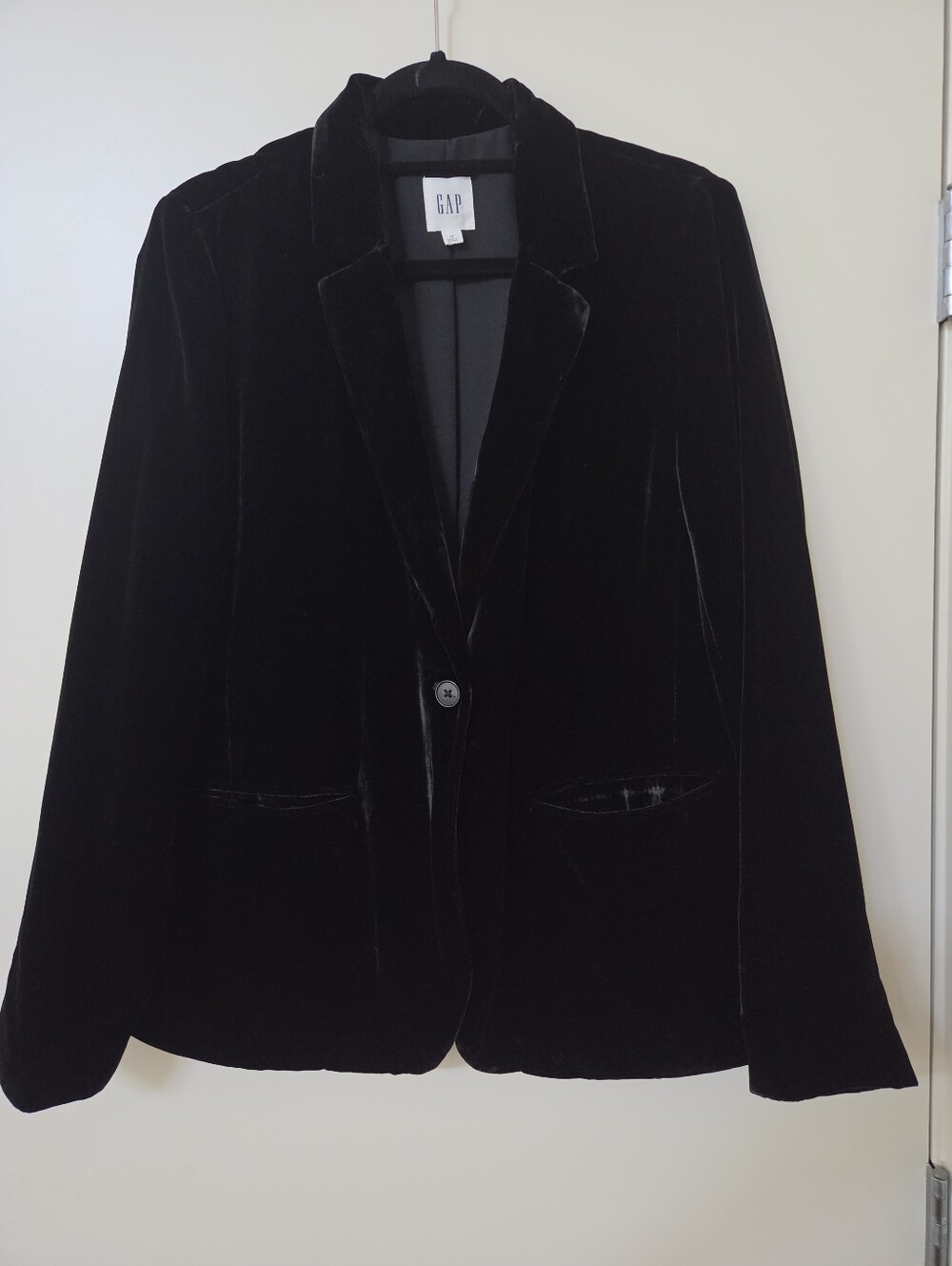 GAP Luxury Silk Blend Velvet Blazer Jacket Holiday Balzer Black Size 12